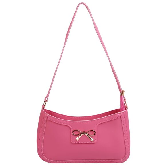Handbags - 6025 Fashion Bow Shoulder Bag , Cute Hobo Tote Handbag Zipper Clutch Purse